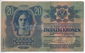 1913. 20K csehszlovák bélyeggel T:III