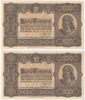 1923. 100K (2x) Magyar ... 