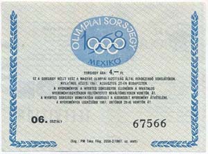 1967. Olimpiai Sorsjegy - Mexikó sorsjegy ... 
