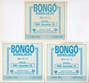 1990. Bongó sorsjegy ... 