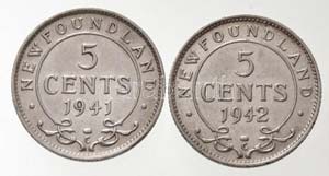 Kanada / Új-Fundland 1941-1942C 5c Ag VI. ... 
