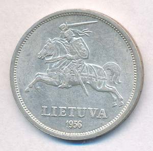 Litvánia 1936. 5L Ag T:2 
Lithuania 1936. 5 ... 