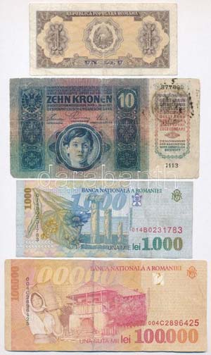 Vegyes : Románia 1952. 1L + 1998. 1000L + ... 