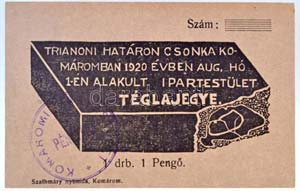 ~1920. Trianoni határon Csonka Komáromban ... 