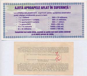 Románia 1950. 100L sorsjegy + 1999. 10.000L ... 