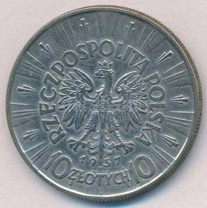 Lengyelország 1937. 10Zl Ag T:2 ... 