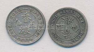 Hongkong 1890. 5c Ag Viktória + 1904. 5c ... 