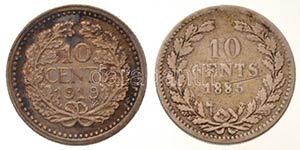 Hollandia 1885. 10c Ag III. Vilmos + 1919. ... 