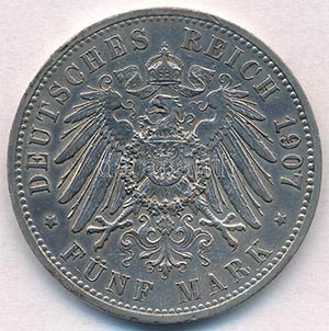 Német Birodalom / Poroszország 1907A 5M Ag ... 