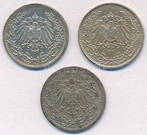 Német Birodalom 1907A 1/2M Ag + 1914A 1/2 ... 