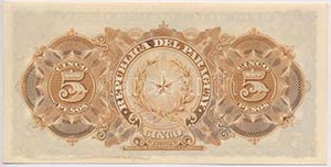 Paraguay 1907. 5P (=1/2 Peso Oro) ... 