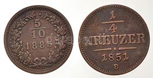 1851B 1/4kr Cu + Ausztria 1885. 5/10kr Cu ... 