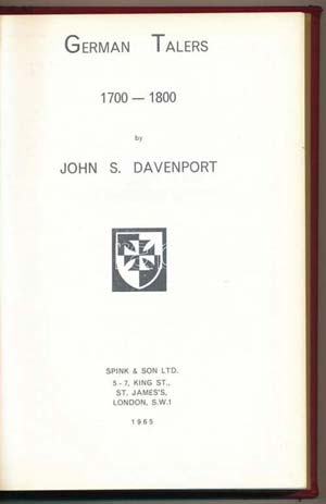 John S. Davenport:  German Talers 1700-1800. ... 