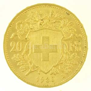 Svájc 1930B 20Fr Au Helvetia Bern ... 