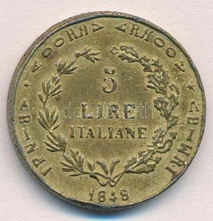 Olaszország 1848. 5L replika T:2,2-
Italy ... 