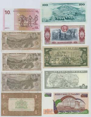 10db-os vegyes külföldi bankjegy tétel ... 