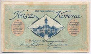 Szeged 1918. 20K Városi Pénztárjegy, H ... 