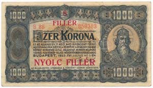 1923. 1000K 8 FILLÉR - ... 