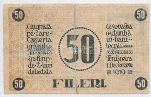 Románia / Temesvár 1919. 50f ... 