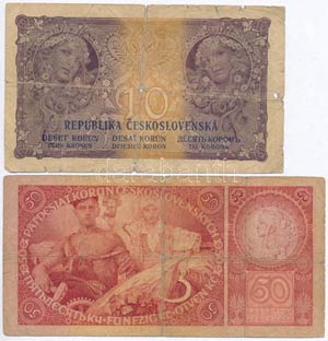 Csehszlovákia 1919. 10K + 1929. 50K ... 