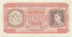 Bulgária 1943. 1000L ... 