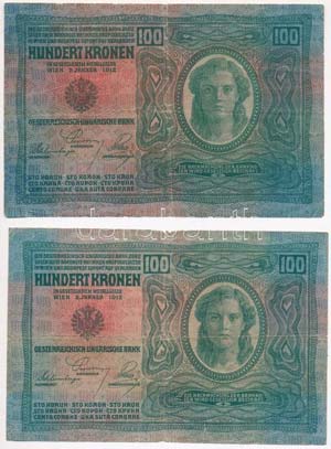 1912. 100K (2x) piros Deutschösterreich ... 