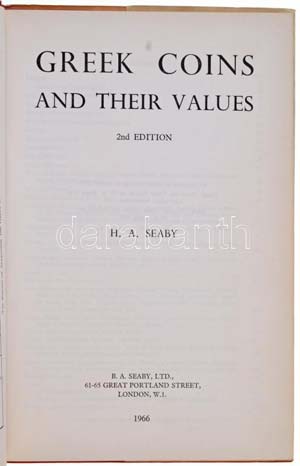 H. A. Seaby: Greek coins and their values. ... 