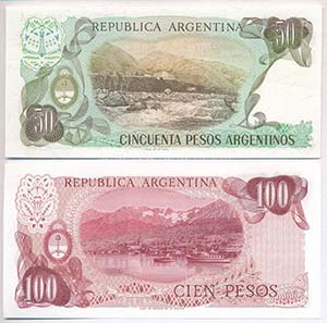 Argentína 1976-1978. 100P + 1983-1985. 50P ... 
