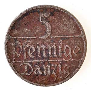 Danzig 1923. 5Pf fém szükségpénz T:3 ... 