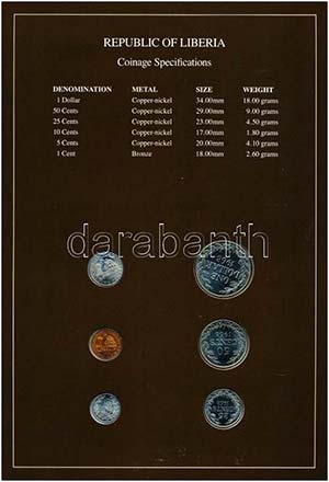Libéria 1968-1984. 1c-1D (6xklf), Coin ... 