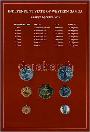 Szamoa 1974-1984. 1s-1T (7xklf), Coin Sets ... 
