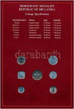 Srí Lanka 1978-1982. 1c-1R (7xklf), Coin ... 