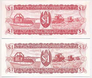 Guyana 1989-1992. 1$ (2x) klf ... 