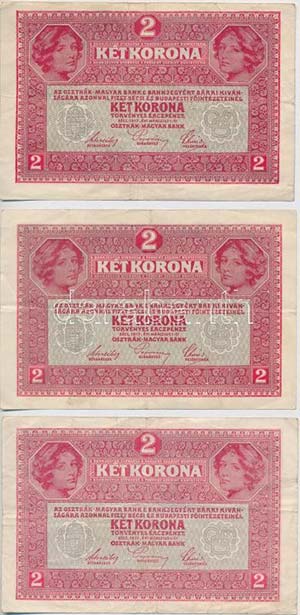 1916-1923. 6db-os vegyes korona bankjegy ... 