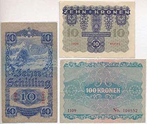 Ausztria 1922-1933. 6db-os vegyes bankjegy ... 