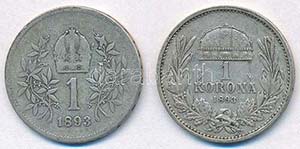 Vegyes: 1893KB 1K Ag + Ausztria 1893. 1K Ag ... 
