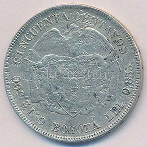 Kolumbia 1879. 50c Ag ... 