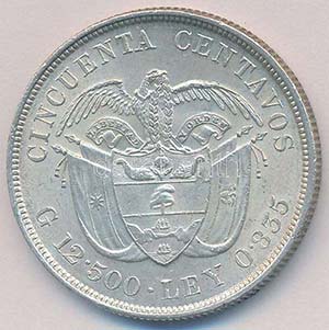 Kolumbia 1892. 50c Ag Amerika ... 