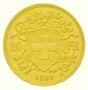 Svájc 1927B 20Fr Au (6,44g/0.900) T:1-,2 
 ... 