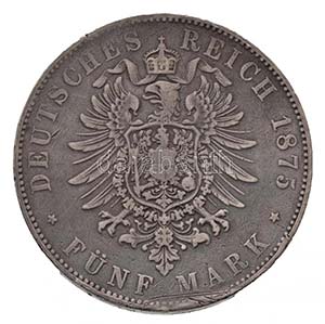 Német Államok / Baden 1875G 5M Ag I. ... 