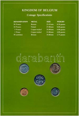 Belgium 1977-1982. 50c-10Fr (5xklf), Coin ... 