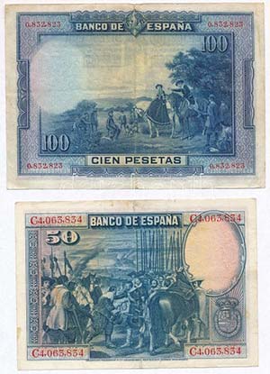Spanyolország 1928. 50P + 100P T:III
Spain ... 