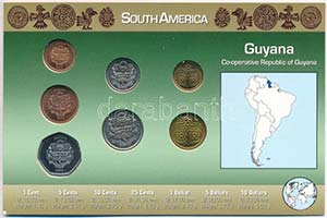 Guyana 1978-2002. 1c-10$ (7xklf) fémpénz ... 