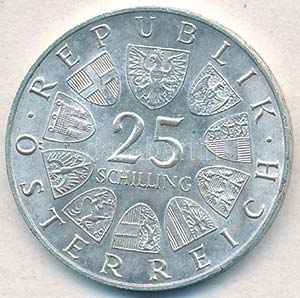 Ausztria 1967. 25Sch Ag 250 éve született ... 