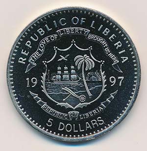 Libéria 1997. 5$ Cu-Ni Zsiráf T:1 ... 
