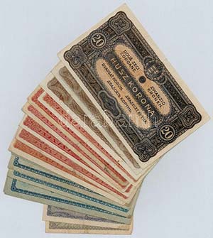 1920. 18db-os korona bankjegy tétel ... 