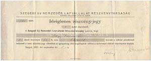 Szeged 1921. Szegedi Uj Nemzedék ... 