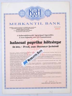 Budapest 1988. Merkantil Bank kalocsai ... 