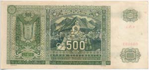 Csehszlovákia 1945. 500K szlovák bankjegy ... 