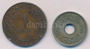 Egyiptom 1932. 1m Br + 1938. 1m Cu-Ni T:2 ... 